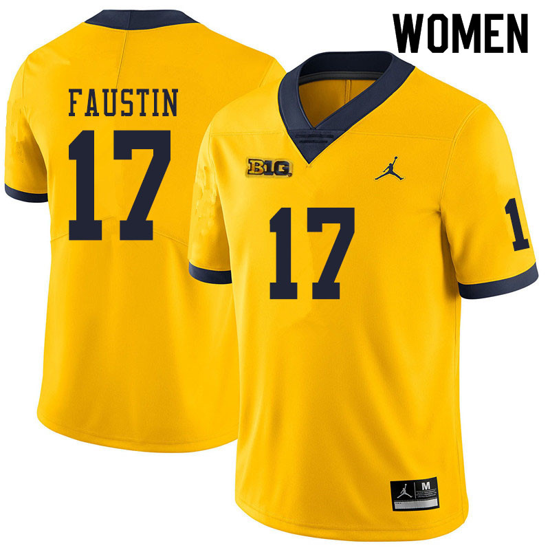 Women #17 Sammy Faustin Michigan Wolverines College Football Jerseys Sale-Yellow